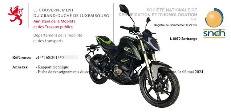 祝贺钱江摩托获得中国首批摩托车欧5+排放欧盟整车型式认证证书